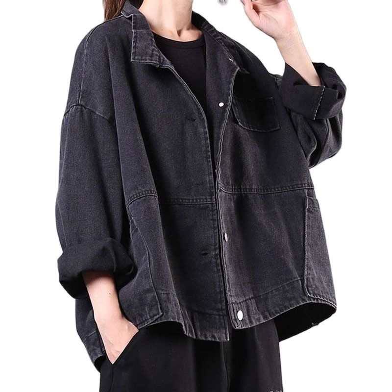 Women&#39;s Clothing 2022 Spring New Korean Version Loose Literary Retro Old-Fashioned Denim Women&#39;s Long-Sleeved Short Jacket