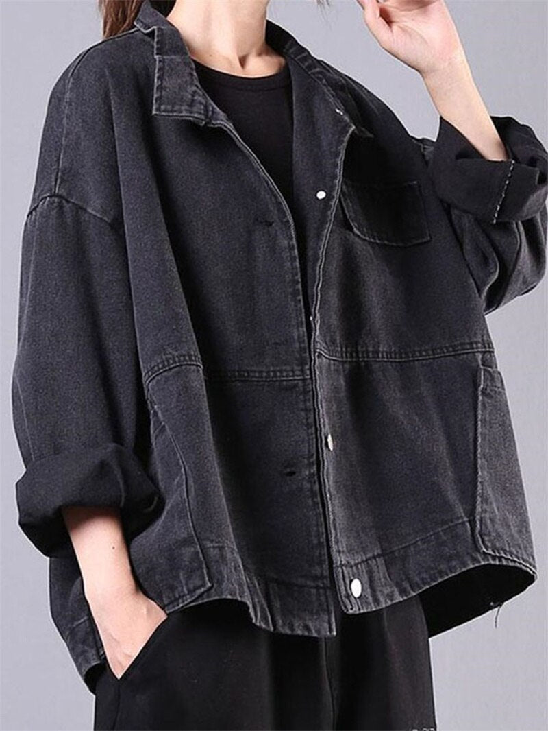Women&#39;s Clothing 2022 Spring New Korean Version Loose Literary Retro Old-Fashioned Denim Women&#39;s Long-Sleeved Short Jacket