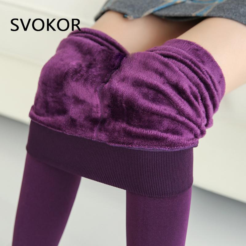 SVOKOR Winter Leggings Knitting Velvet Leggings High Elastic Thicken Warm Pants Skinny Pants For Women Leggins Comfortable