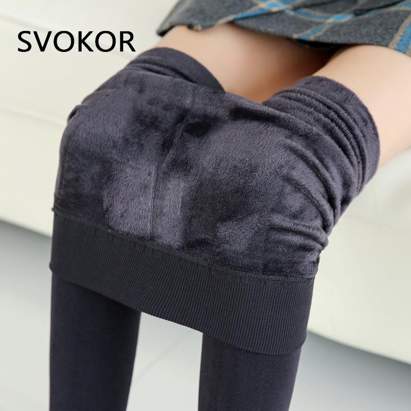 SVOKOR Winter Leggings Knitting Velvet Leggings High Elastic Thicken Warm Pants Skinny Pants For Women Leggins Comfortable