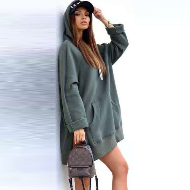 Nicolette Women's Hooded Sweatshirt Dress