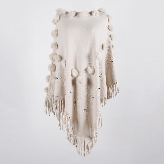 Thora Knit Poncho with Tassels