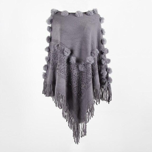 Thora Knit Poncho with Tassels